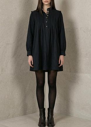 Платье-колокольчик baby doll трапеция черная архитектурный крой легкий деним анималистичные вставки украинский бренд оmg