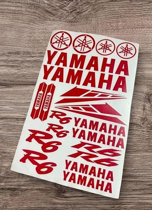 Красный наклейки на мотоцикл бак пластик yamaha r6 ямаха р6 с полосками