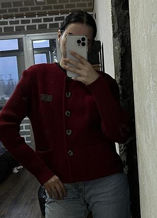 Красный шерстяной кардиган col claudine collection