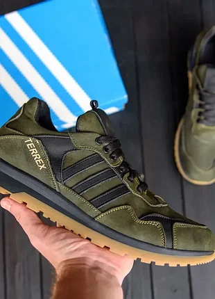 Мужские кожаные кроссовки адидас adidas terrex green зеленые 41,42,43рр. распродаж