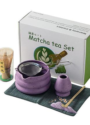 Набор для чая матча lesko matcha sd5458 purple 7 предметов 21шт