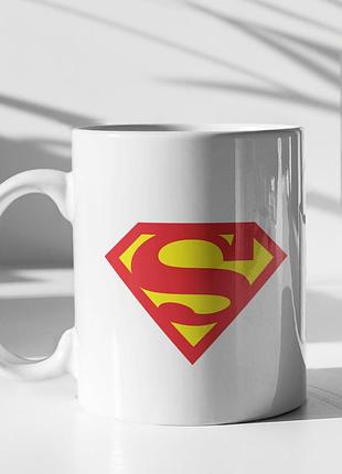 Чашка керамічна з принтом "superman" 330 мл, біла