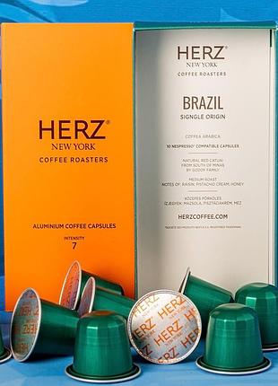Капсульный кофе herz new york brazil single origin, 10 капсул (совместимые с nespresso)