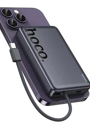 Павербанк з магнітною зарядкою magsafe hoco q44 10000mah з вбудованим кабелем type-c 20w