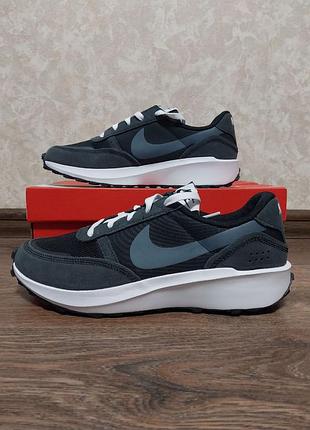 Кроссовки nike waffle nav серо-черные