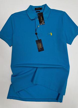 Polo ralph lauren мужская синяя футболка поло с воротником оригинал