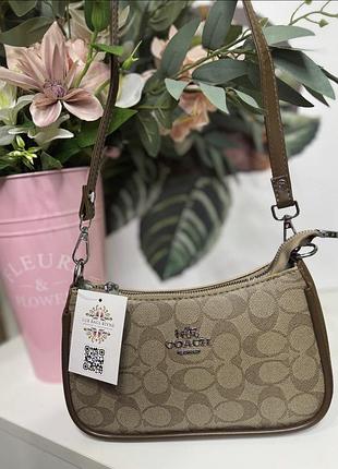 Женская сумка coach, сумка коач, сумка на плечо, кросс-боди, брендовая сумка, сумка через плечо коричневій