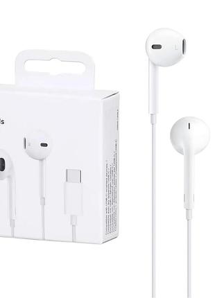 Навушники дротові apple earpods type-c з мікрофоном для iphone 15 / 16 / 17 pro max white