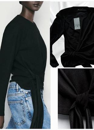 Zara теплий світшот кофтинка з драпуванням на вузол