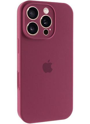 Чехол silicone case full camera protective (aa) для apple iphone 16 pro (6.3") бордовый / plum