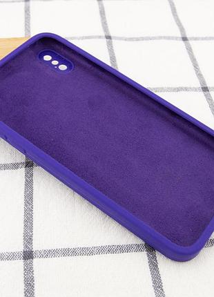 Чохол silicone case square full camera protective (aa) для apple iphone x / xs (5.8") фіолетовий / ultra violet 3
