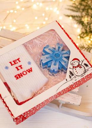 Носки новогодние и мыло-снежинка❄подарок на новый год🎄