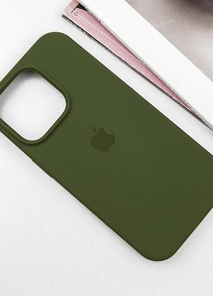 Чехол silicone case full protective (aa) для apple iphone 13 pro max (6.7") зеленый / dark olive 2