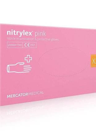 Рукавиці медичні нітрилові nitrylex pink розмір xs рожеві (100 шт.уп.)