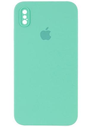Чехол silicone case square full camera protective (aa) для apple iphone x / xs (5.8") бирюзовый / turquoise