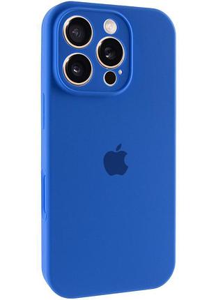 Чехол silicone case full camera protective (aa) для apple iphone 16 pro (6.3") синий / capri blue