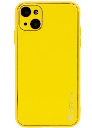 Кожаный чехол xshield для apple iphone 14 plus (6.7") желтый / yellow