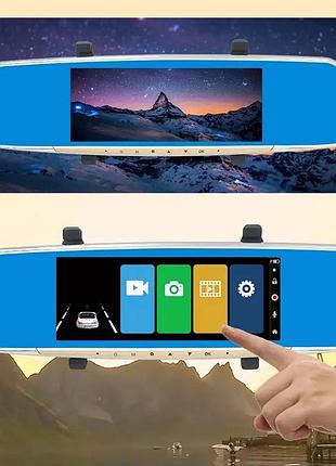 Реєстратор-дзеркало dvr v10 full hd 7" сенсорний екран дзеркало заднього огляду з реєстратором 2 камери