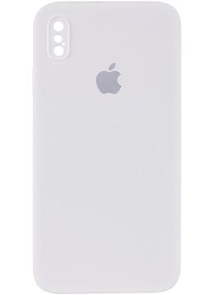 Чехол silicone case square full camera protective (aa) для apple iphone x / xs (5.8") белый / white