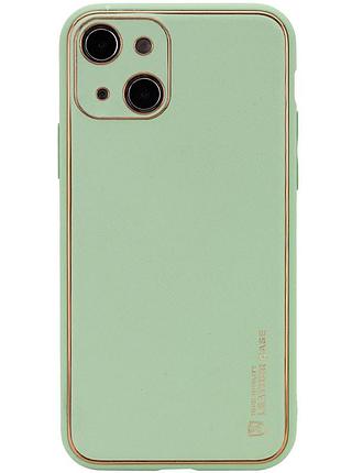 Кожаный чехол xshield для apple iphone 14 plus (6.7") зеленый / pistachio