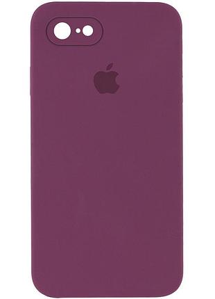 Чохол silicone case square full camera protective (aa) для apple iphone 7/8/se (2020) (4.7") бордовий / maroon