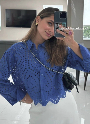 Женская яркая ажурная рубашка от h&amp;m