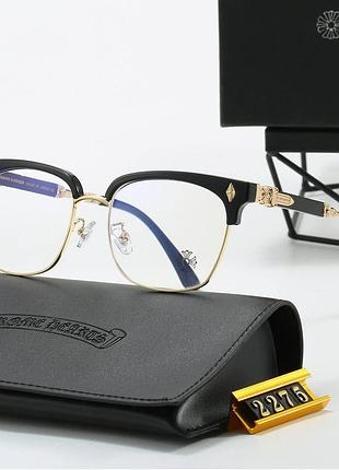 Имиджевые очки с оправой chrome hearts и защитой от синего света очки хром хартс золотой цвет унисекс