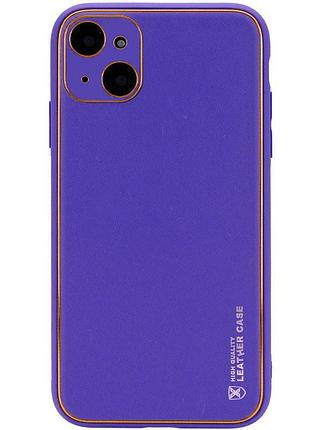 Кожаный чехол xshield для apple iphone 14 plus (6.7") фиолетовый / ultra violet