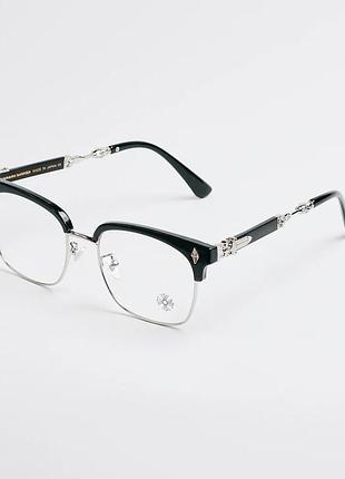 Очки chrome hearts без нижней оправы серебро очки хром хартс позолоченное серебро с полным комплектом