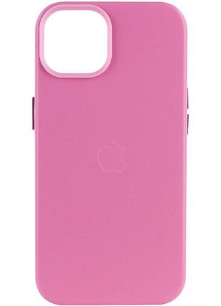 Кожаный чехол leather case (aa plus) with magsafe для apple iphone 14 (6.1") pollen