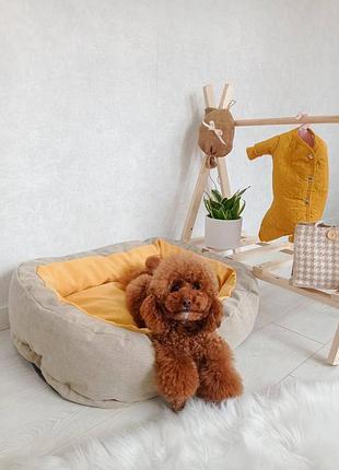 Лежак для собак и кошек incor donut желтый l (80см)