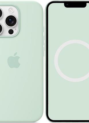 Чехол silicone case (aaa) with magsafe and animation (button) для apple iphone 16 pro (6.3") aquamarine 3