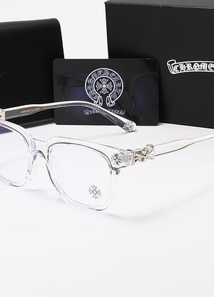 Классические очки с прозрачной оправой chrome hearts с защитой от синего света очки хром хартс белый цвет унисекс