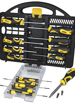 Отвертки stanley набор 34шт, битодержатель 1/4", 20 бит, sl,ph,pz,torx, кейс 2