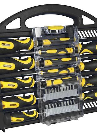 Отвертки stanley набор 34шт, битодержатель 1/4", 20 бит, sl,ph,pz,torx, кейс 3