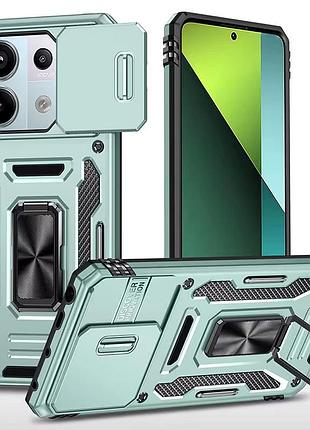 Ударостійкий чохол camshield army ring для xiaomi redmi note 13 pro 4g / 14s / poco m6 pro 4g зелений / light green