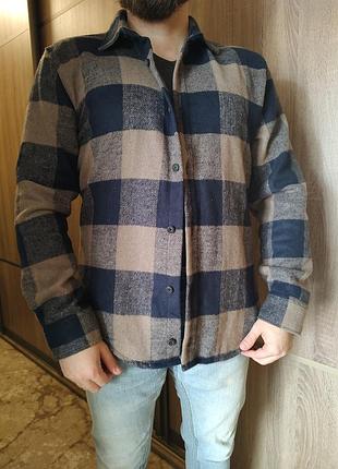 Повседневная мужская рубашка в клетку (slim fit), m