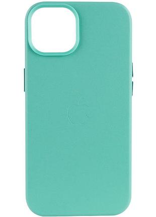 Кожаный чехол leather case (aa plus) with magsafe для apple iphone 14 (6.1") ice