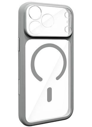 Чехол tpu getman moon clear with magsafe для apple iphone 17 pro (6.3") grey
