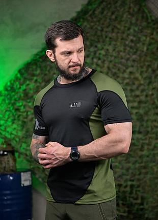 Тактическая футболка 5.11 black/oliva пп7650(ko 6 - 02)