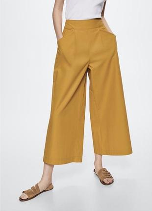 Брюки штани 👖 штани- спідниця жовтий 🐥гірчичні колоти палаццо защіпи льон віскоза, l