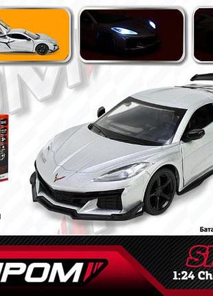 Машина автопром мет. арт. 661289 (12шт/2) 1:24 chevrolet corvette c8 z06（2024）, батат, свет, звук, откр.двери, в короб. 24,5*12см