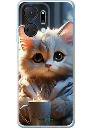Чохол на huawei honor x7a білий кіт "5646u-2981-2448"