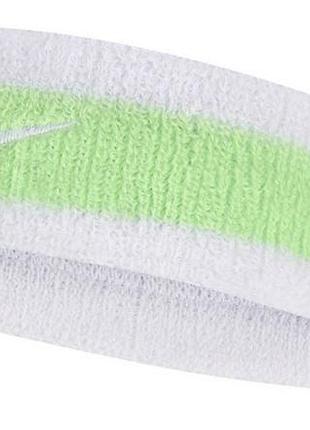 Повязка на голову nike swoosh headband белый, салатовый уни osfm n.000.1544.117.os