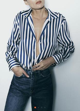 Поплин новая атласная блуза zara размер xl блузка женская рубашка сорочка вольного прямого кроя