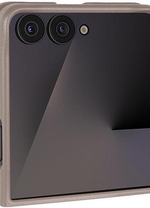 Кожаный чехол leather case (aaa) для samsung galaxy z flip6 gray