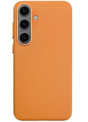 Кожаный чехол leather case (aaa) для samsung galaxy s25 orange