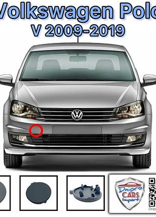 Volkswagen polo 2015-2019 заглушка буксировочного крюка переднего бампера (sedan), 6ru807241agru