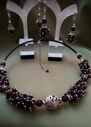Кольє чокер намисто намисто сережки набір гранат подарунок плаття блузка туфлі сумка костюм топ браслет