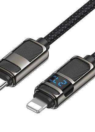 Дата кабель hoco u137 line with display type-c to lightning 27w (1.2m) black 2